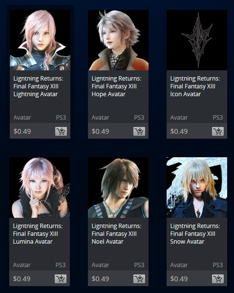 Lightning Returns avatars added to the North American PlayStation Network -  Nova Crystallis