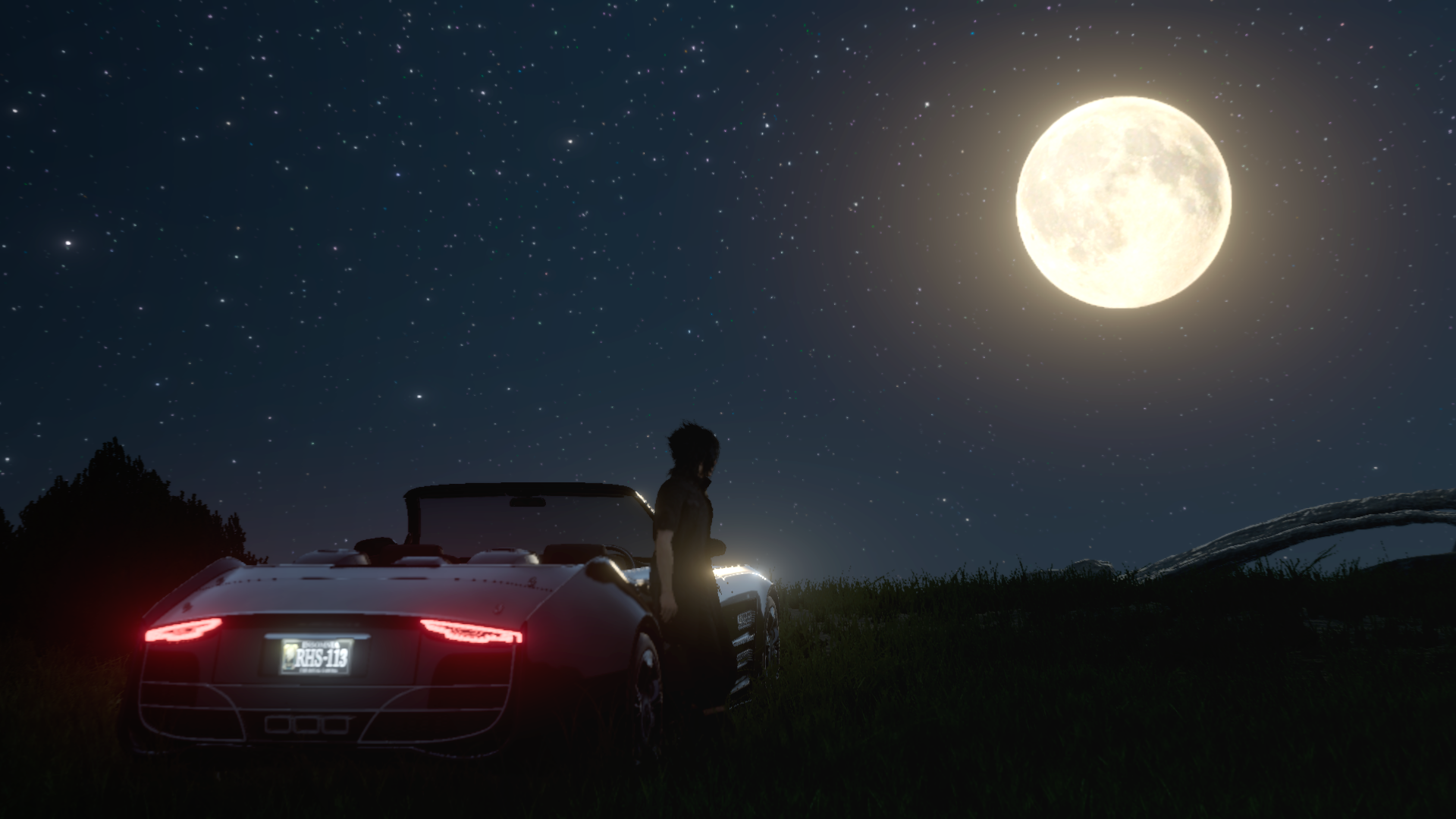 Игры под луной. Final Fantasy 15. Машина на Луне. Машина под луной. Ночь Луна автомобиль.